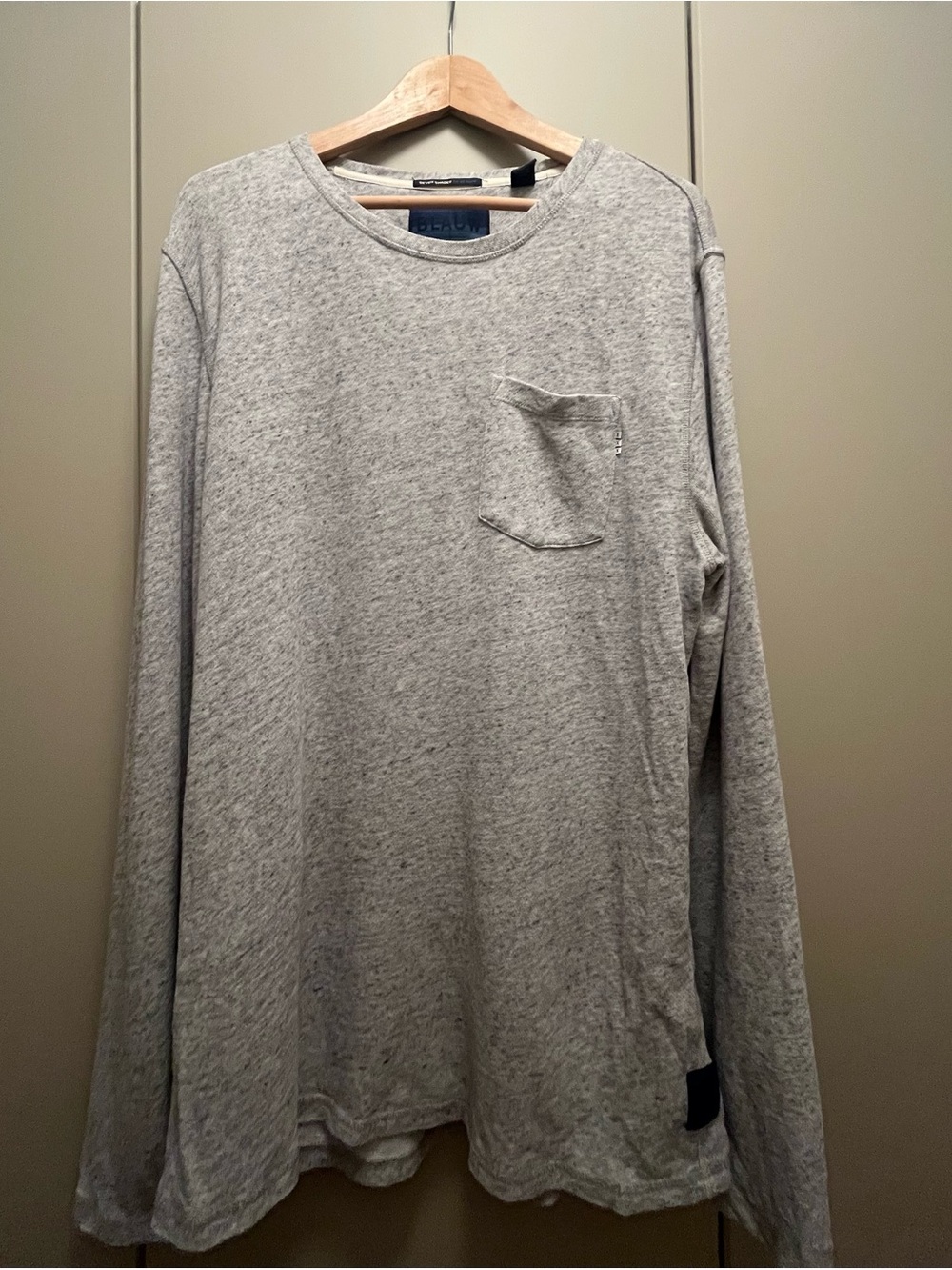 Scotch & Soda Light Heather Gray Long-Sleeve Pocket Tee